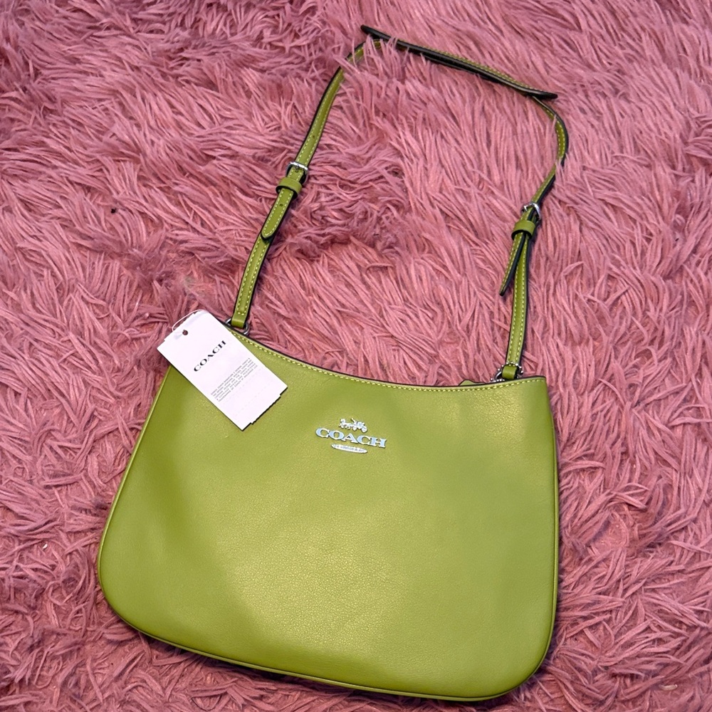 Coach Lime Green Leather Shoulder Bag